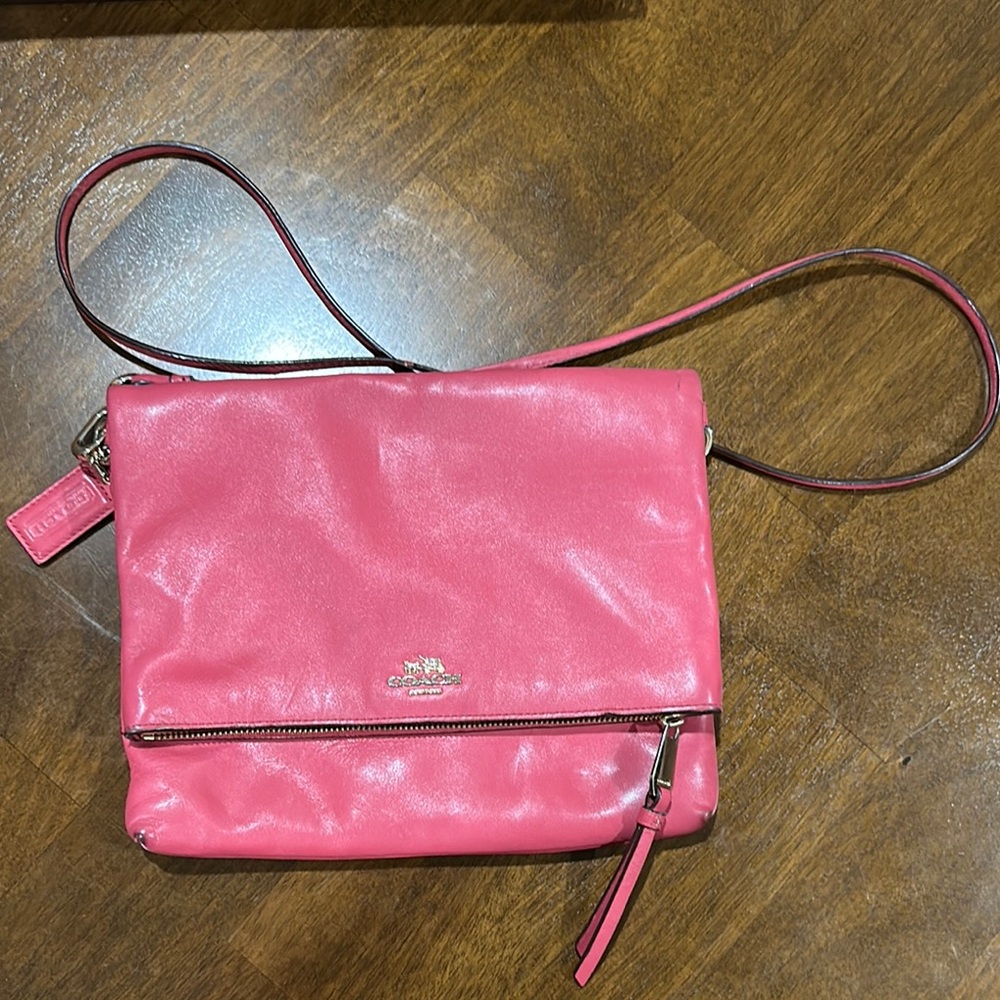 Coach Pink Crossbody Bag with Gold Hardware